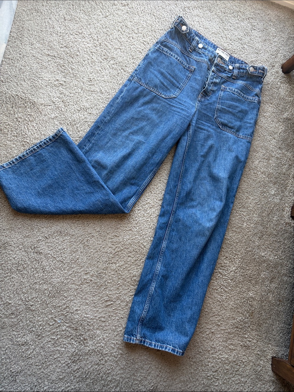 We The Free Medium Blue Palmer Cuffed Patch Pocket High-Waist Jeans